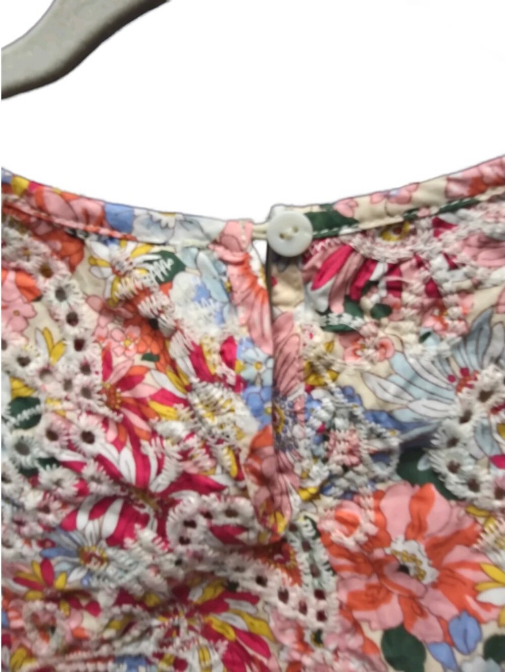 Solitaire Anthropologie Embroidered Eyelet Floral Top M Pink Sleeveless Sz.L - Picture 3 of 7